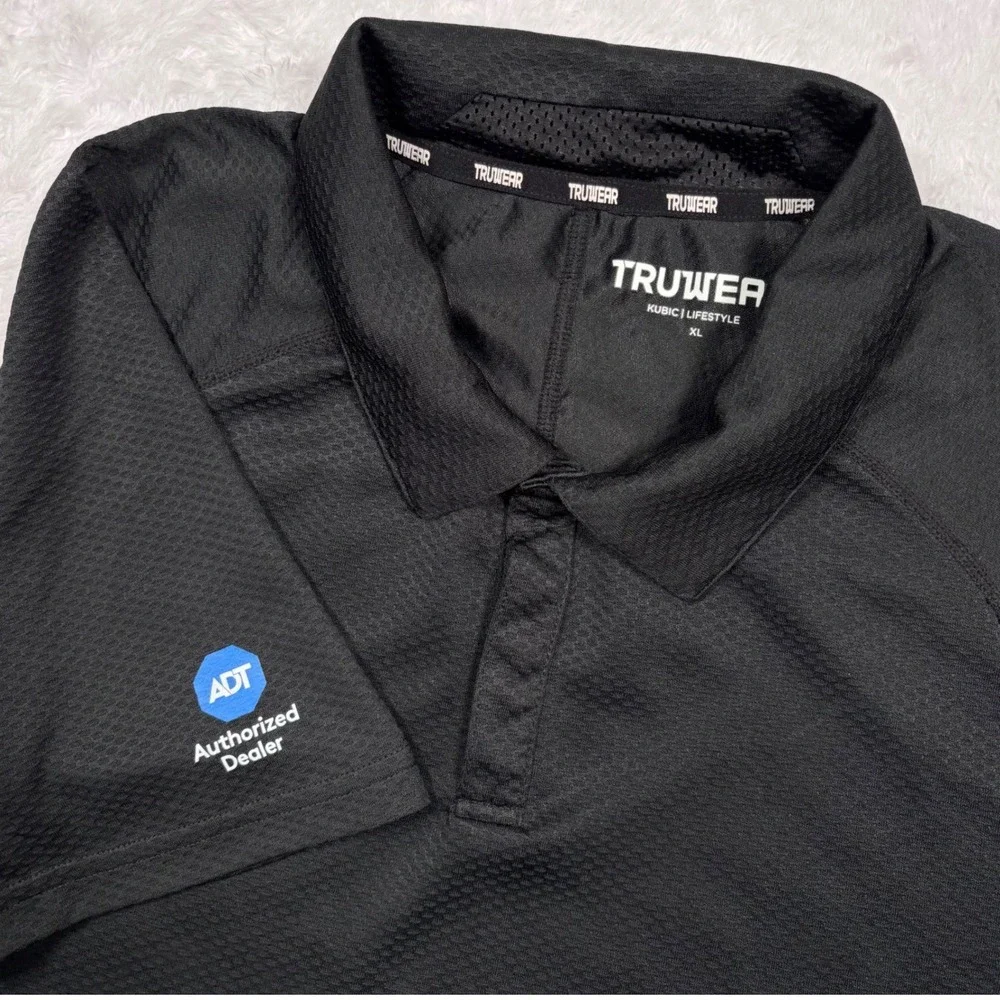 ADT‎ Authorized Dealer Logo Polo Shirt Mens XL (FIT M) Black Stretch Employee